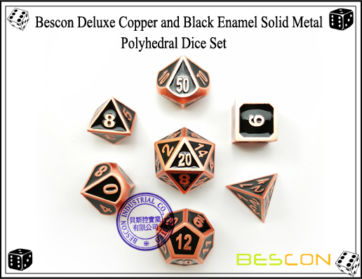 Bescon Deluxe Kupfer und Schwarz Emaille Solide Metall Polyhedral Rolle Spielen RPG Spiel Würfel Set (7 Ster in Pack) -4 Bescon Deluxe Copper and Black Enamel Solid Metal Polyhedral Role Playing RPG Game Dice Set (7 Die in Pack)-4