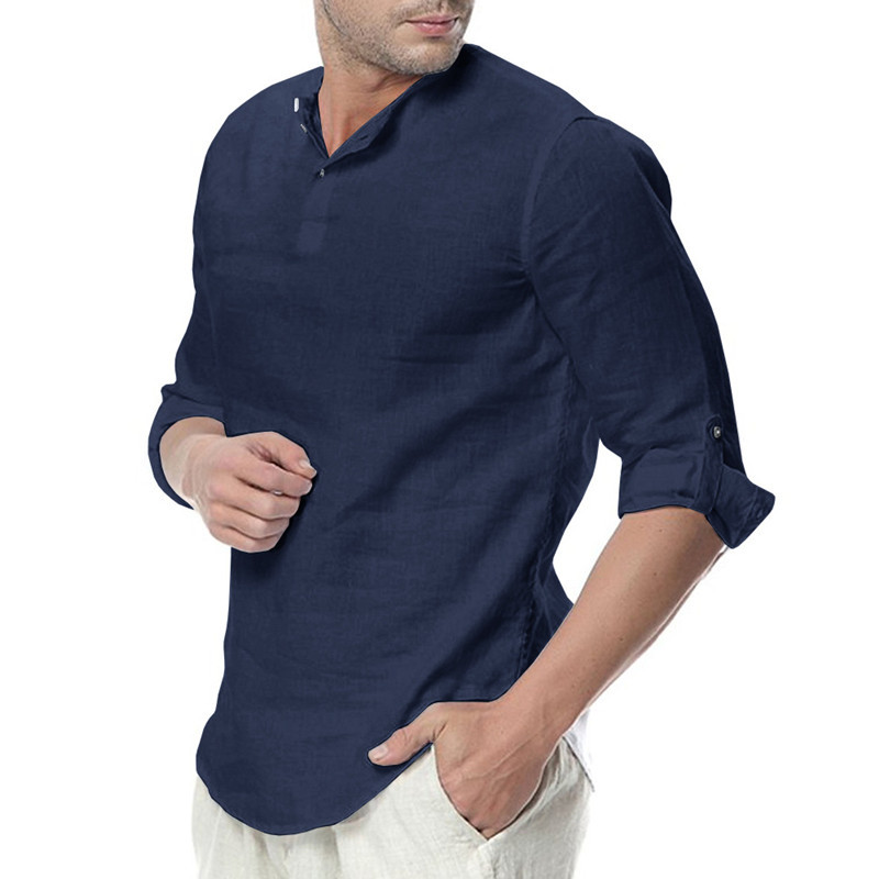 Men's simple fashion matching shirt with casual long sleeve shirt