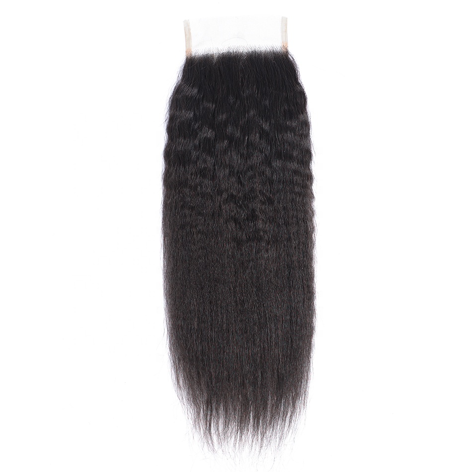 Brazilian Virgin Human Hair Closure Kinky Straight 4x4 Lace Closure