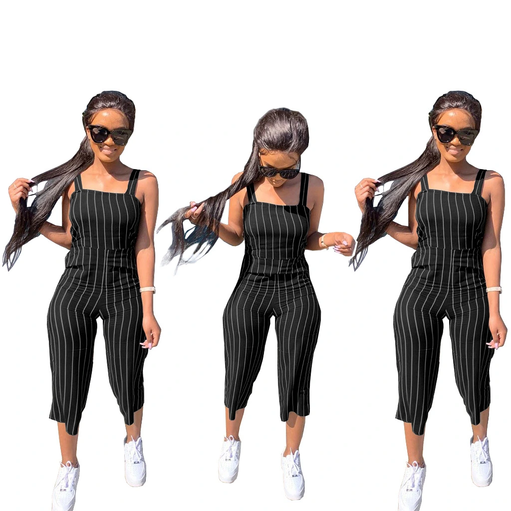 New Season Fall Autumn Custom Woman Bodycon Long Romper Slim Full Overalls Women Sexy Stripped Womens Jumpsuit