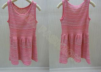 Sleeveless Scoop Neck Girls Summer Dress / Strips Kids Holi