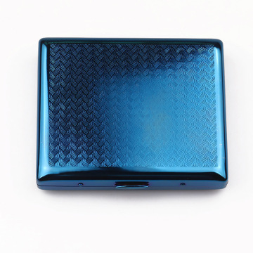 New 95mm blue square metal ultra-thin cigarette case