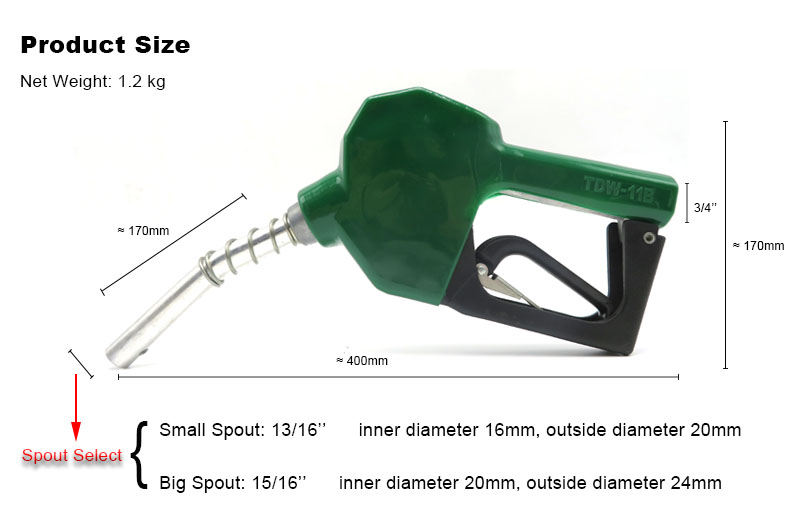 High Flow Rate TDW 11B Pressure Sensitive Oil Nozzle For Fuel Dispenser