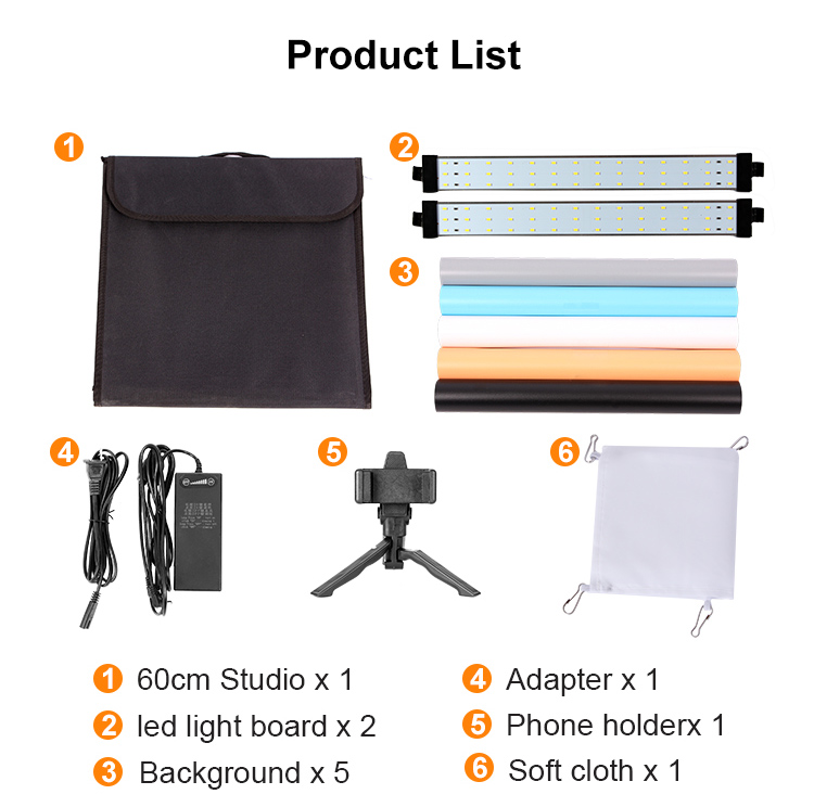 Photo Light Box 24x24 Inches 126 LED beads Photo Studio Shooting Tent Tabletop Photography Lighting Kit with 5 Background Paper