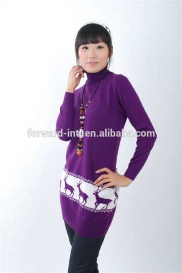 100% knitted pure intarsia cashmere sweater