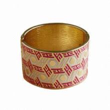 Nine West Style Gold Metal Aztec Square Pattern Colorful Enamel Bangles/Bracelets