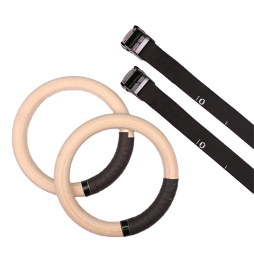 Nylon Straps Wooden Gymnastic Ring