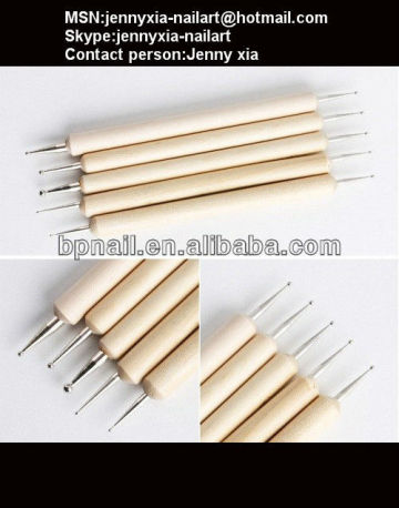 wooden nail art dotting tools and brushes