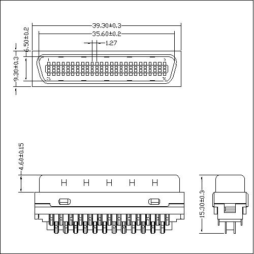 1.27mm Series 50P Cable Plug Connector Solder 1.27mm Series 50P Cable Plug Connector Solder