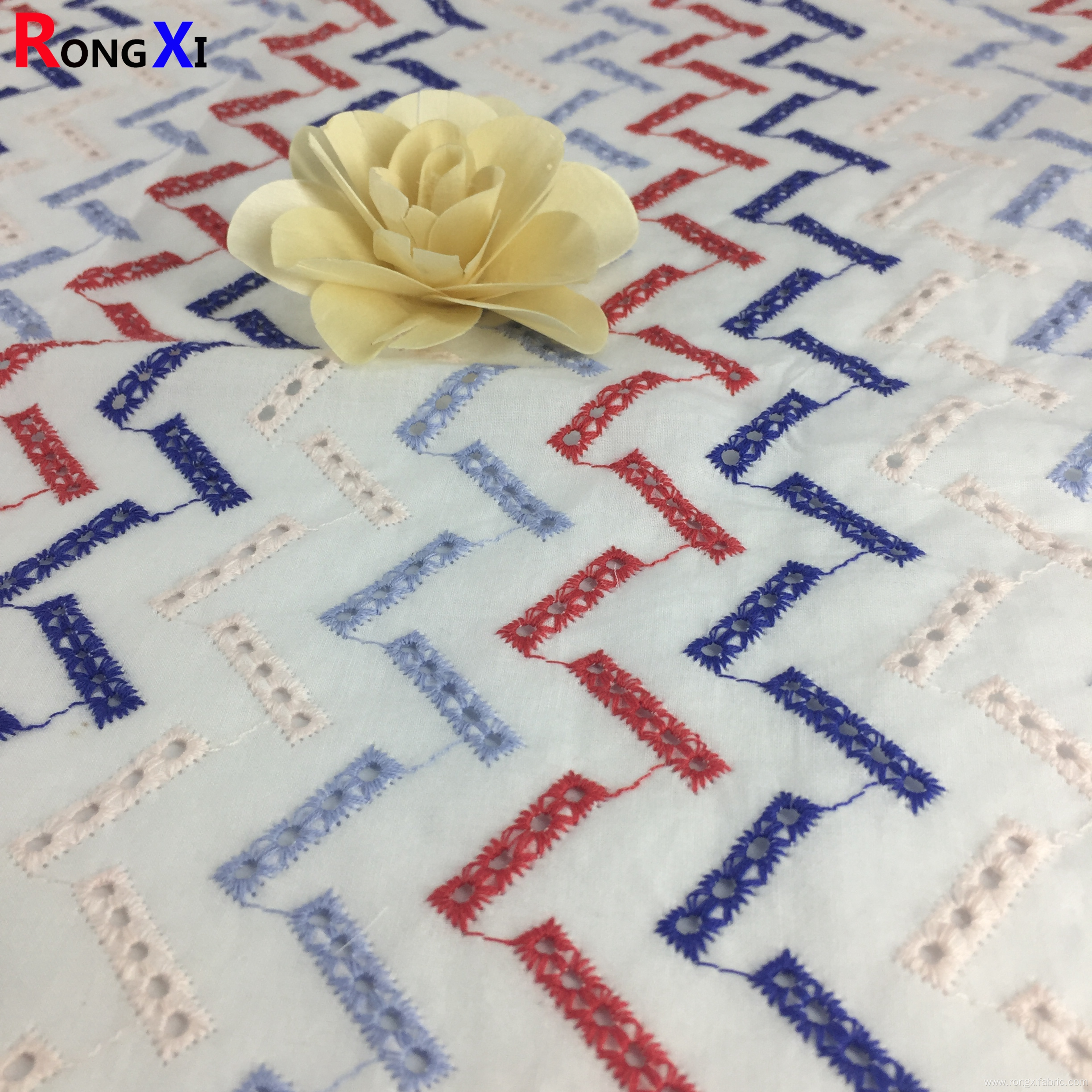 Multifunctional voile embroidered Blue Cotton Lace Fabric