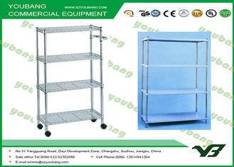 Supermarket Mobile White Wire Display Racks / shelving with