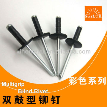 Aluminum Steel Multigrip Type Blind Rivet Black Cap