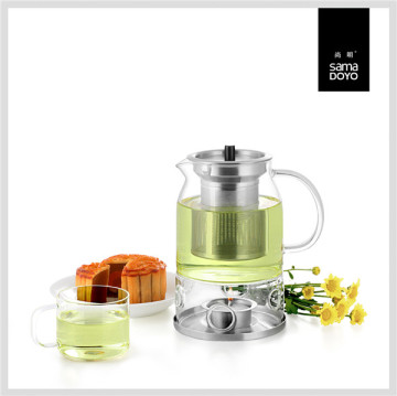 Glass tea pot with candle/tea brewer/tea maker/tea kettle