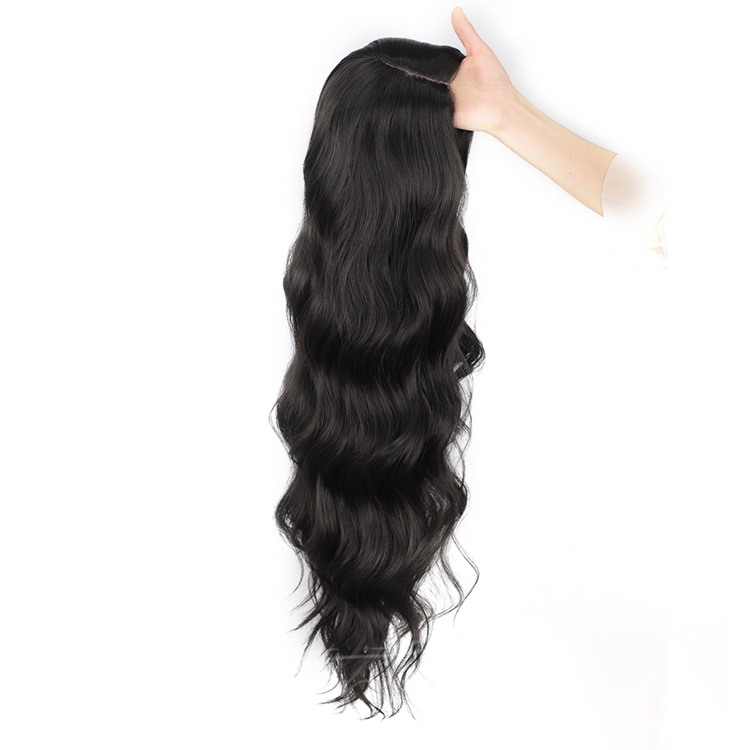 Hot Vendor Synthetic Blend lace Long Wavy Side Part Mono Black Glueless Wig Women Cosplay Heat Resistant Fiber Curly Color Wig