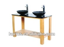 natural stone vanity top basin with wooden frame