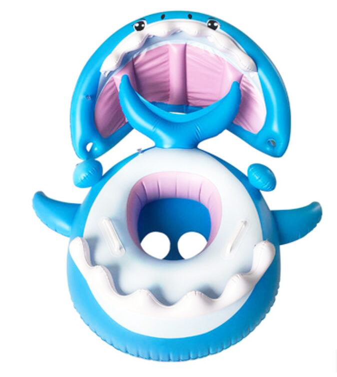 cartoon shark shape swim ring float seat boat