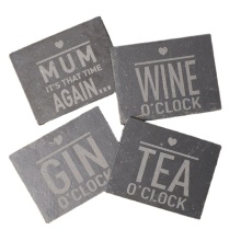 Durable Vintage Stone Coaster Sets with Printed Table Mats for Drinks