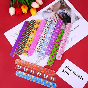 Slap Bracelets with Colorful Hearts Emoji and Unicorn