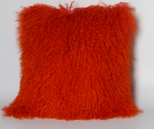 Mongolian Lamb Skin Cushion in Red Color