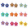 Boucles d&#39;oreilles en rotin pour femmes déclaration boho raffiah paille enveloppée de fleurs enveloppées de boucles d&#39;oreilles d&#39;été bijoux de plage tropicale