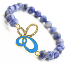 Sodalite Gemstone Bracelet with Diamante alloy butterflyPiece