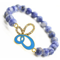 Sodalite Gemstone Bracelet with Diamante alloy butterflyPiece