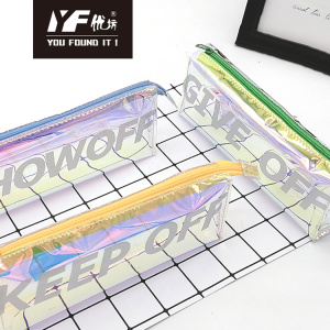 Custom fashionable waterproof cute laser plastic pencil case