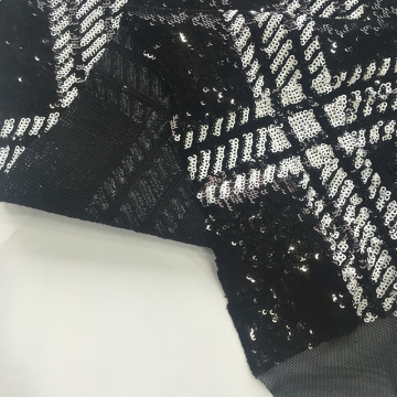 Black And White Sequin Geometry Embroider Fabric