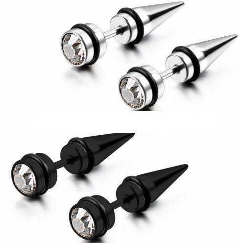 Large-Gem Men&#39;s Spike Punk Stainless Steel Fake Taper