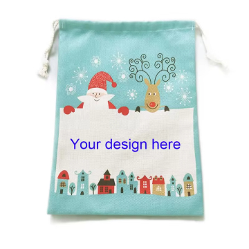 Personalized Santa Sacks Drawstring linen bags