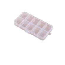 10-Grid Transparent PP Storage Box with Card Slot, Object Clip, and Glitter