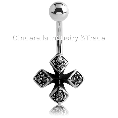 Surgical Steel Kool Katana Iron-Cross Belly Rings