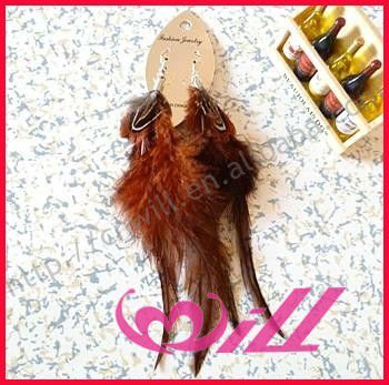 Hot Sale Natural Real Feather Hoop Feather Earring