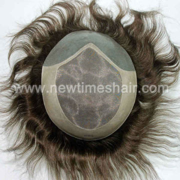 Human hair fine mono base hair replacement system