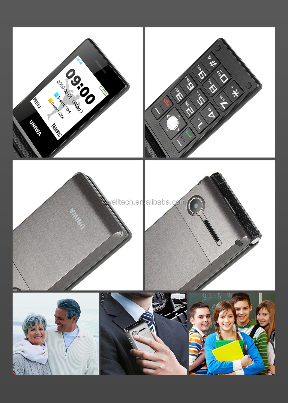 UNIWA X28 2.8 Inch Dual Screen SOS Function Long Standby Time Unlocked Big Button Big Font Flip phone