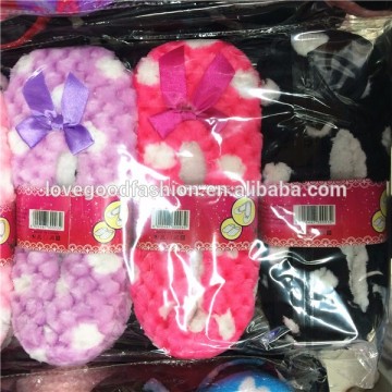 Plush Fleece Lined Dots Ballet Home Sock Slipper Shoes for Women