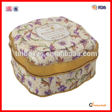 flower shaped candy tin box