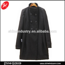 Hot double-breasted stand collar black coat