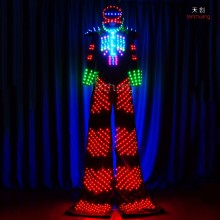 Stilt walker costume outfits programmable led light glow robot suit
