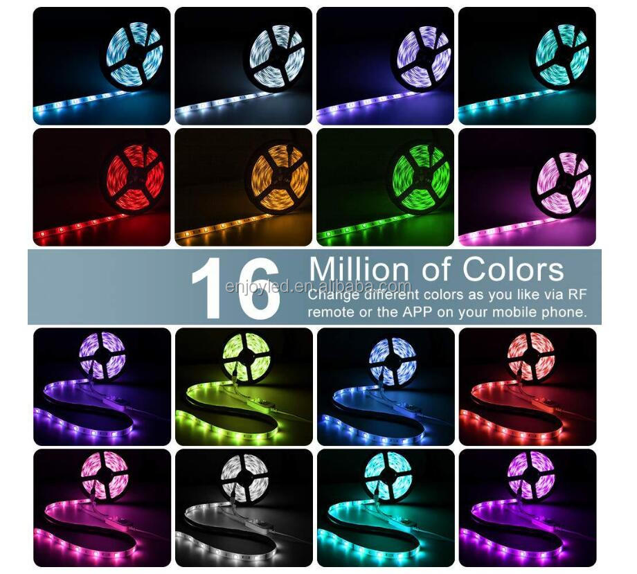 Amazon Supplier LED Strip Lights 32.8ft IP65 Waterproof 300LEDs SMD5050 RGB BT WiFi Wireless LED Controller Strip Light