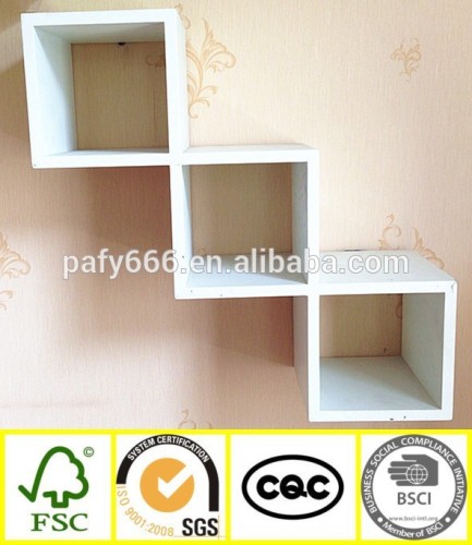 wall mounted cube/ triangle modern curved wall shelf