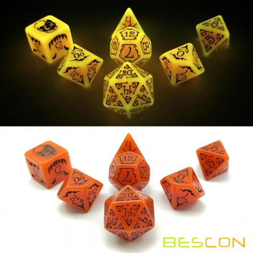 Bescon+Glowing+Halloween+Polyhedral+Dice+7pcs+Set%2C+Luminous+Halloween+RPG+Dice+Set%2C+Glow+in+Dark+Halloween+DND+Game+Dice