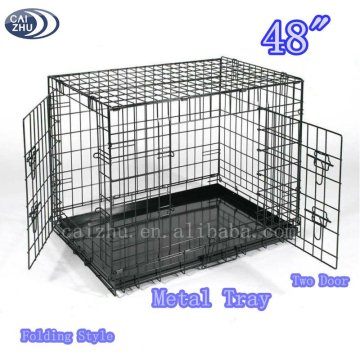 48" Folding Dog Crate with Metal Tray