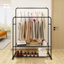 Iron Coat Rack with Storage Shelf