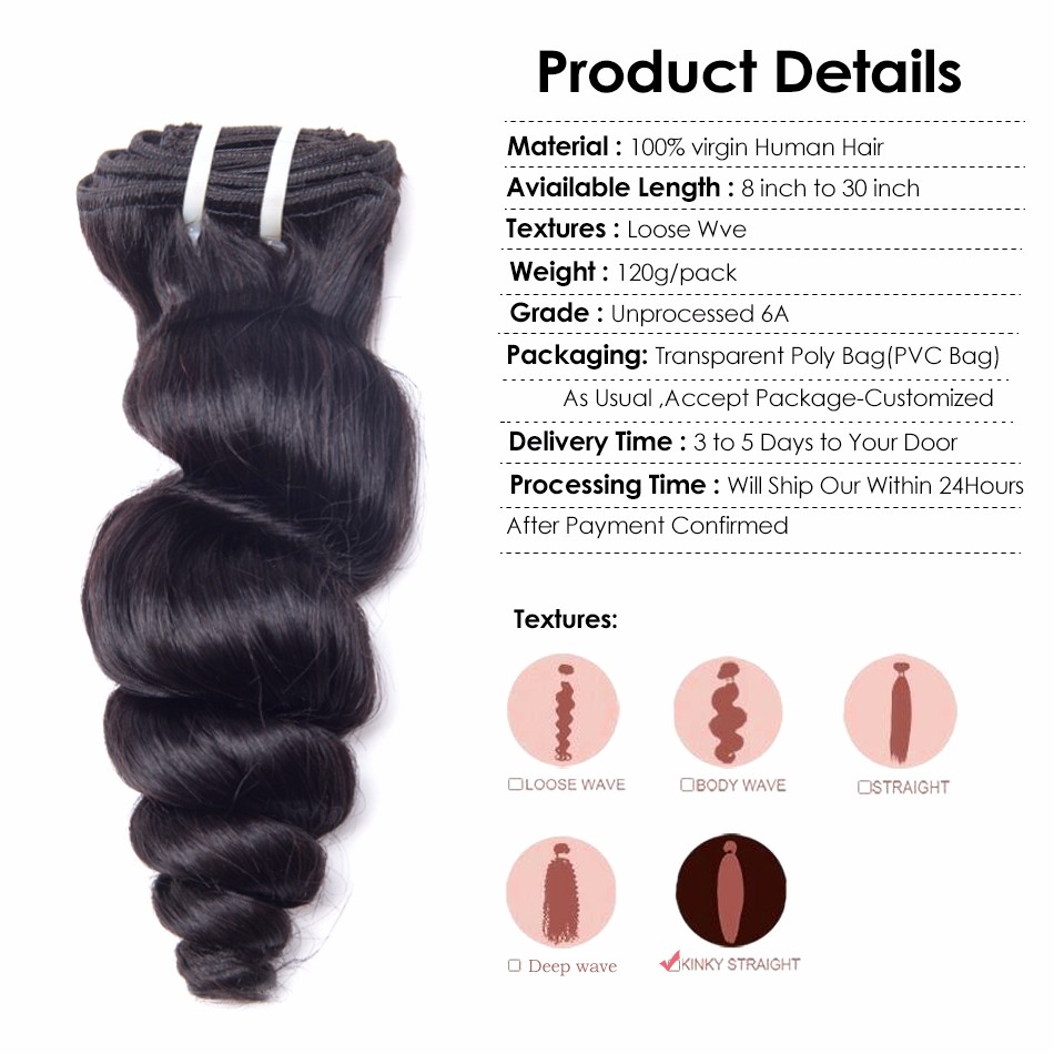 Loose Wave Clip In Human Hair 8A Curly Virgin Brazilian Remy Hair clip in hair extension