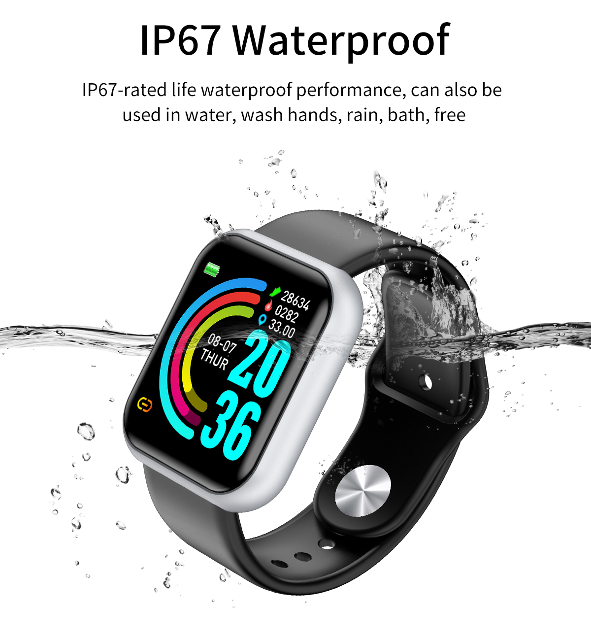 Smartwatch Y68/D20 Amazon Hot Sales Smart Bracelet Android Phones Reminder Water Proof Sport Smart Watch Health