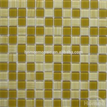 Yellow color hand painted glass mosaic tile for house balcony tile