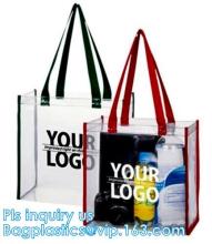 Promo PVC Plastic Shopping Handle Bag, Handling clear pvc blanket bags, handle reusable clear vinyl pvc cosmetic bags for women