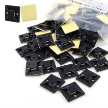 30x30mm Black PE PA66 Nylon Cable Zip Tie Mounts, 100PCS, Adhesive Flame Retardant Cable Marker Tie Mount Holders