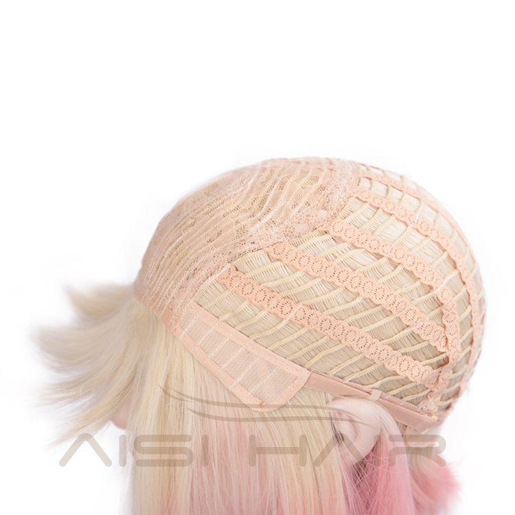Vendors Short Straight Ombre Blonde Pink High Quality Heat Resistant Short Synthetic Wigs For Black Women